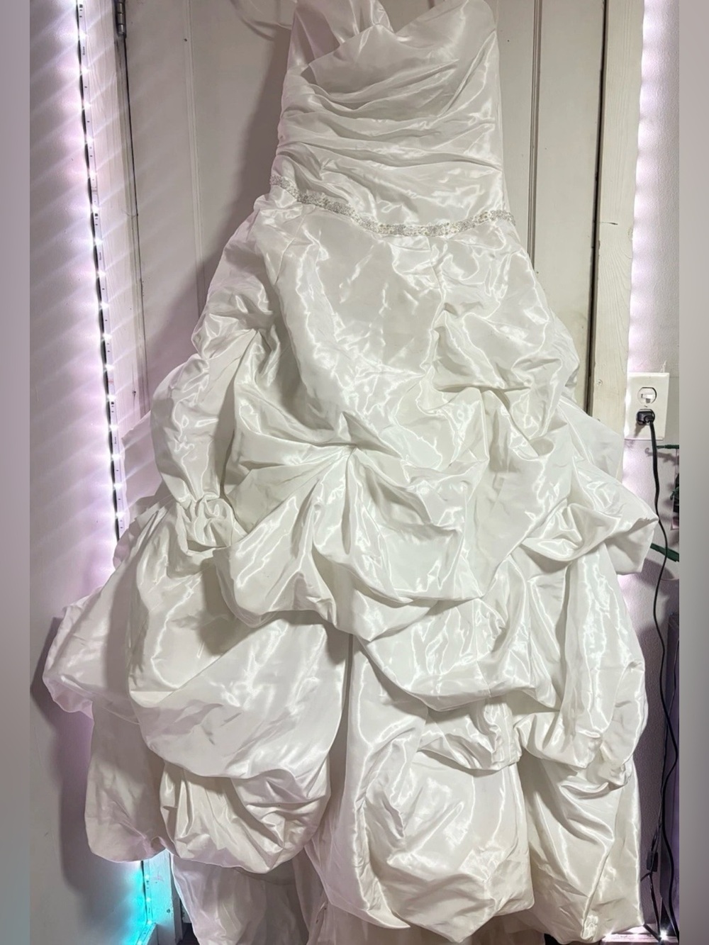 Vintage Eden Bridals White Satin Wedding Dress Gown Size 10